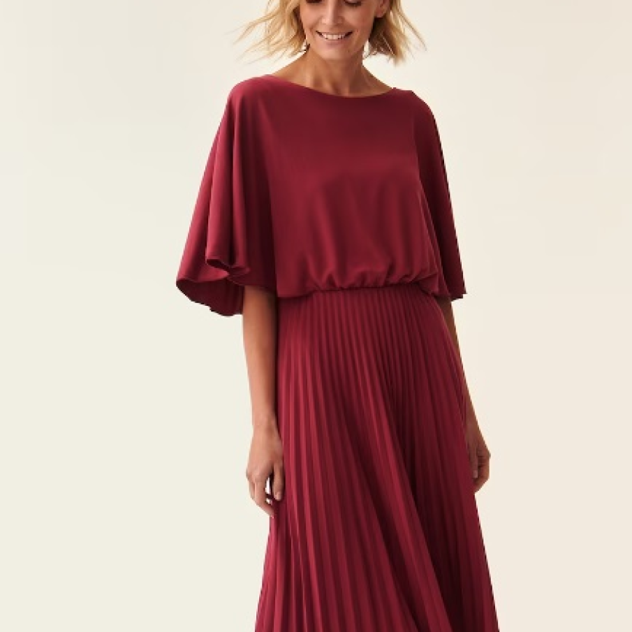 Rochie midi Tatuum elegantă și deosebită, plisată în zona fustei și lejeră în partea superioară 