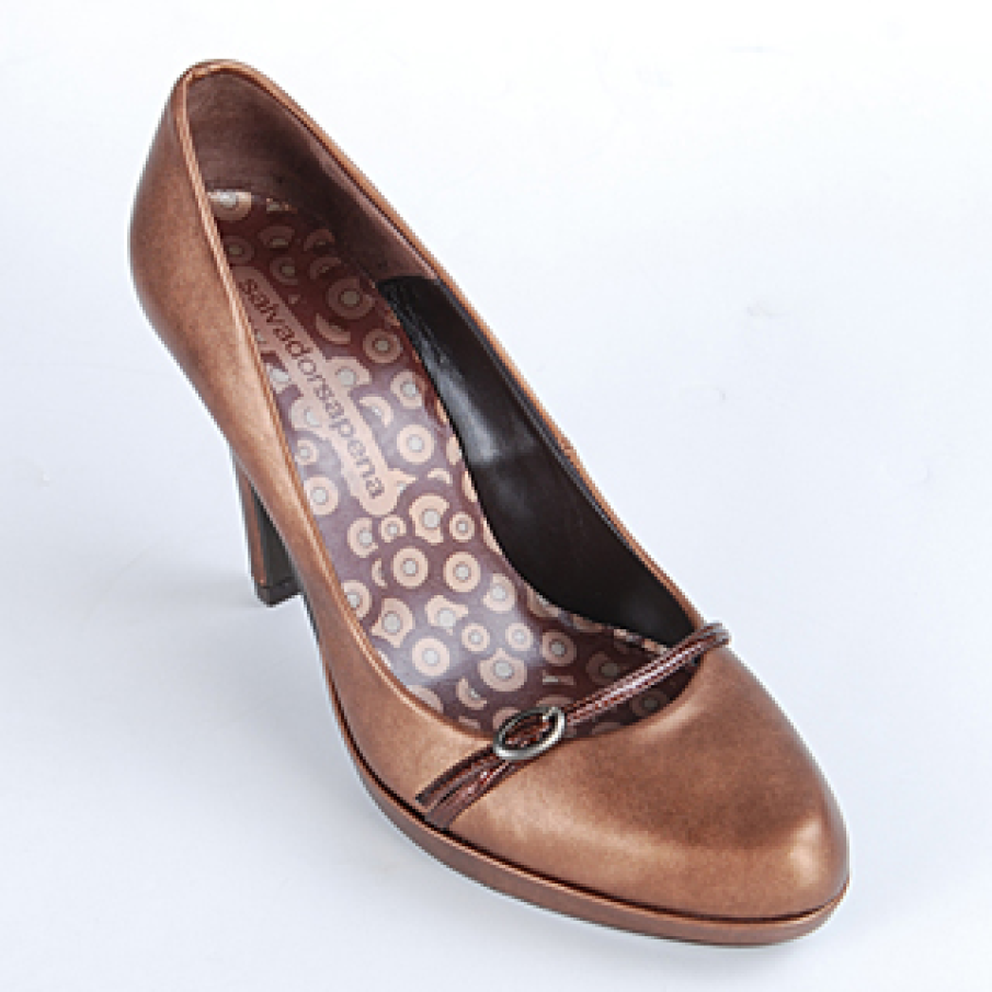 Pantofi din piele cu efect metalic 