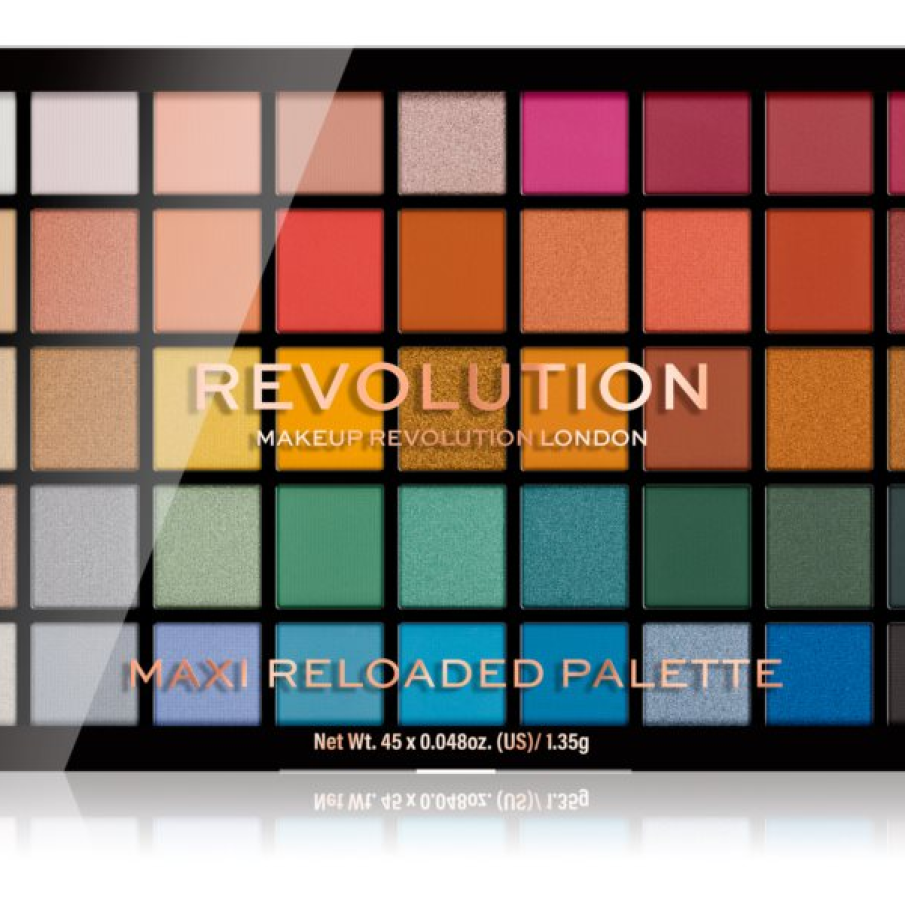 Maxi Reloaded Palette de la Makeup Revolution - o trusă completă ce conține farduri în toate nuanțele curcubeului, înalt pigmentate