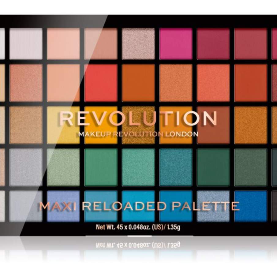 Maxi Reloaded Palette de la Makeup Revolution - o trusă completă ce conține farduri în toate nuanțele curcubeului, înalt pigmentate