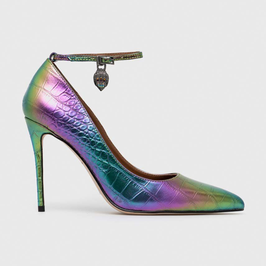 Pantofi stilettos de piele Kurt Geiger London cu aspect multicolor metalizat, tip colorblock