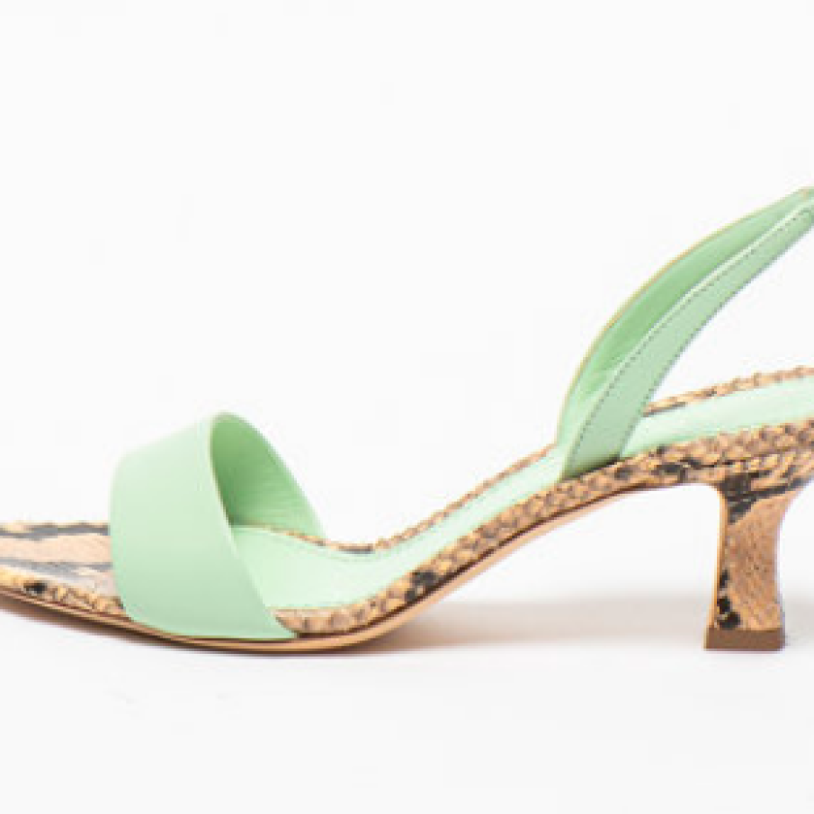 3JUIN - Sandale slingback de piele cu detalii cu aspect de piele de șarpe Orchid