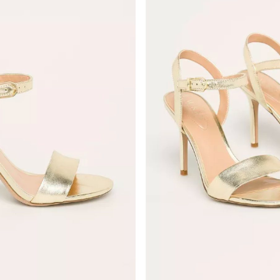 Sandale aurii stiletto din piele