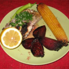 Platica cu porumb si sfecla rosie, la gratar