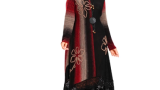 Rochie neagră boho chic tricotată cu bază asimetrică și model floral, Vîscoză