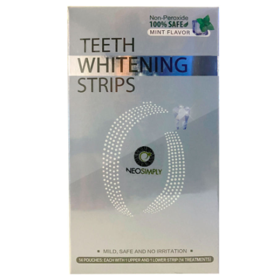 Set Benzi pentru albirea dintilor, Fara peroxid, NeoSimply, 14 plicuri, 28 strips 65 g