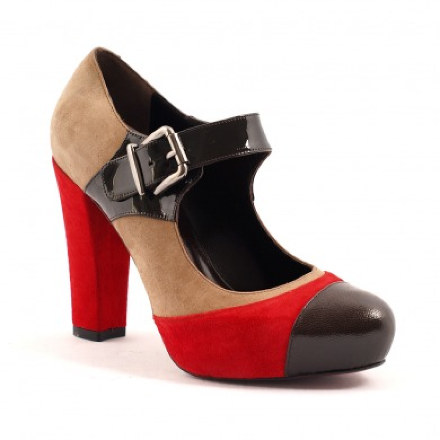 Pantof Epica sand rosu din piele intoasa