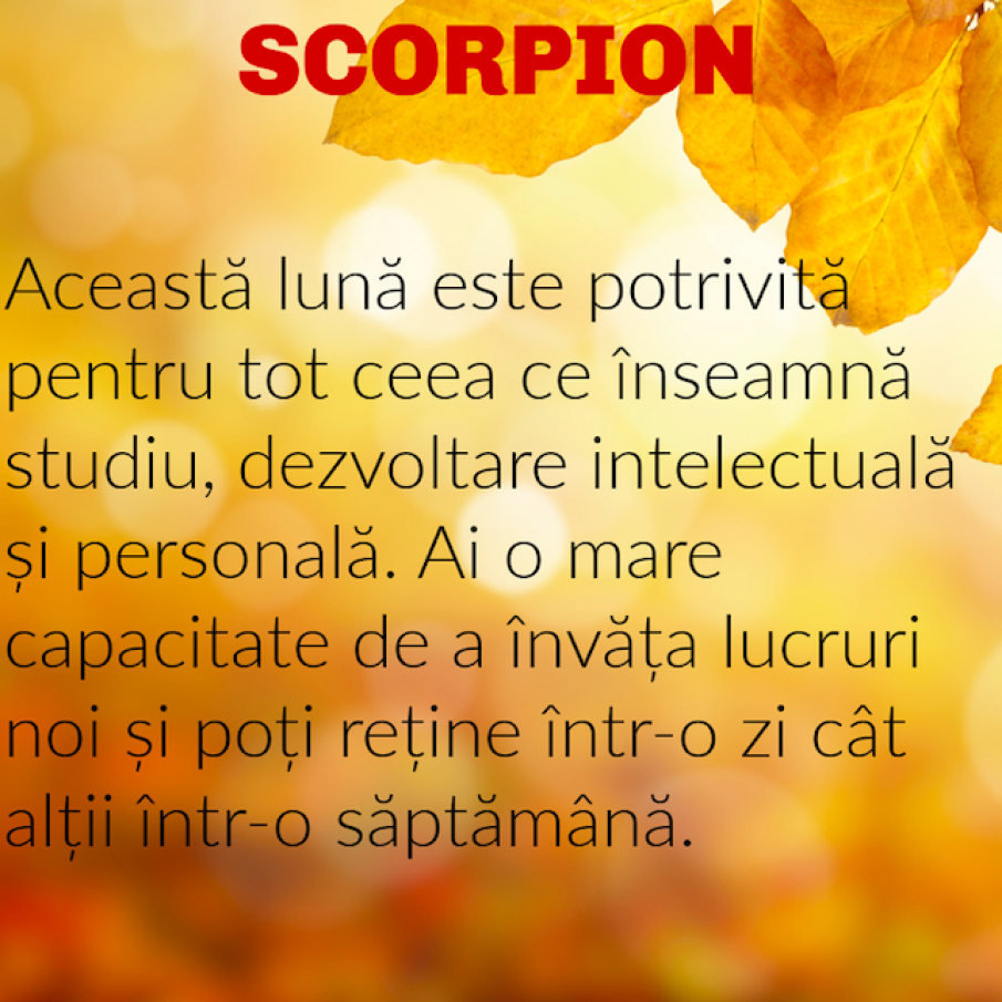 Horoscop Noiembrie 2023: Zodia Scorpion