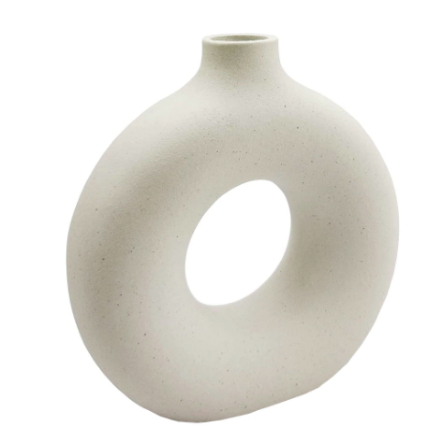 Vază decorativă, Amtok, Ceramică, 14x13cm, Alb