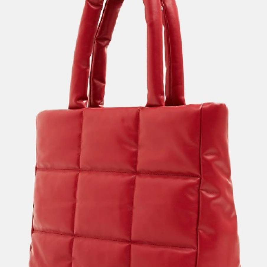 Geantă roșie Esprit, confecționată din piele ecologică, cu baretă de umăr și aspect matlasat