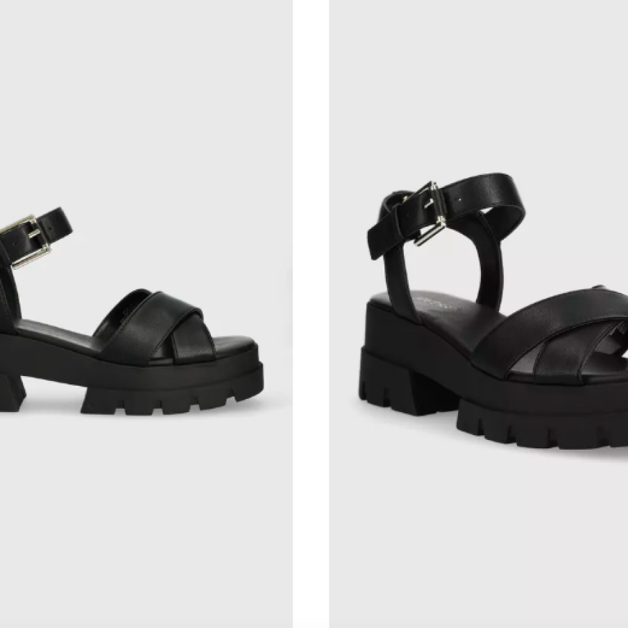 Guess sandale WALEE femei, culoarea negru, cu platformă