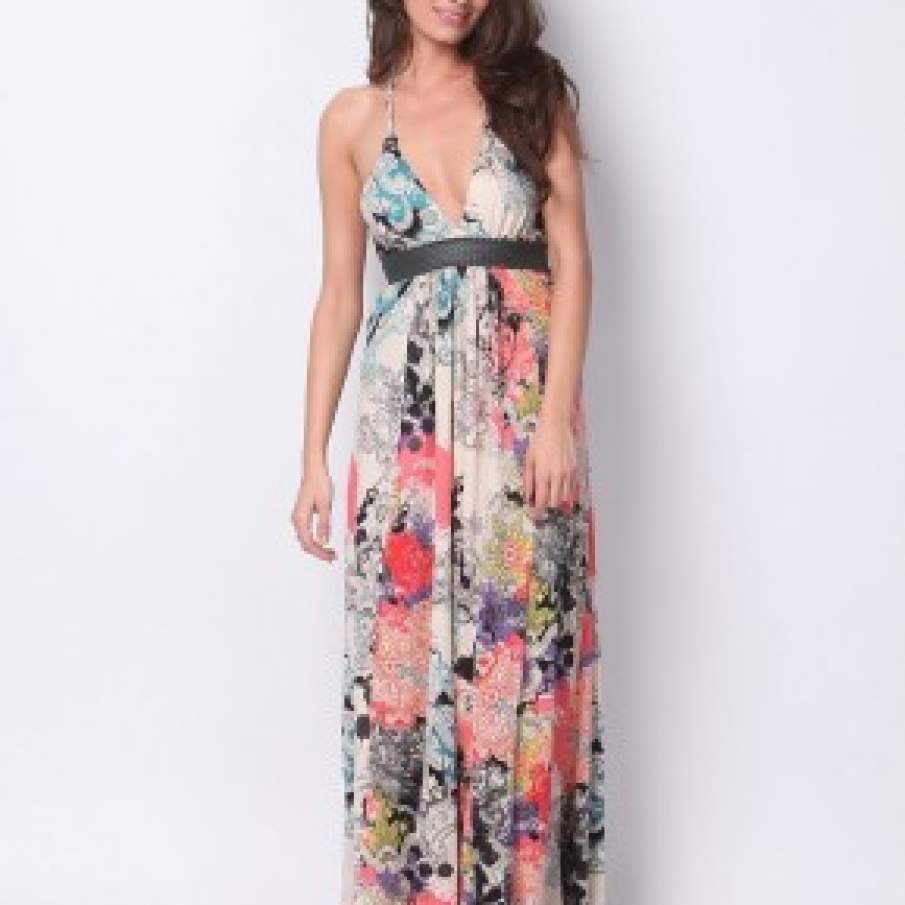 Rochie maxi cu imprimeu floral si bretele