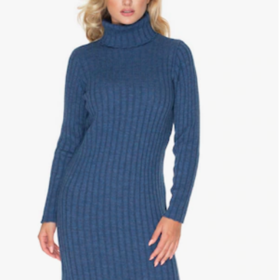 Rochie tricotată damă, Acril, Albastru, One size