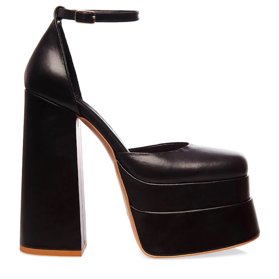 Pantofi Gemelli Shoes negri, eleganți, cu talpă ultra pumps și platformă dublă. Au toc masiv, foarte înalt. 