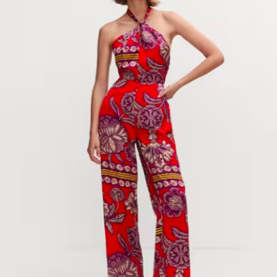 Mango Salopetă cu imprimeu și decolteu halter Cuba