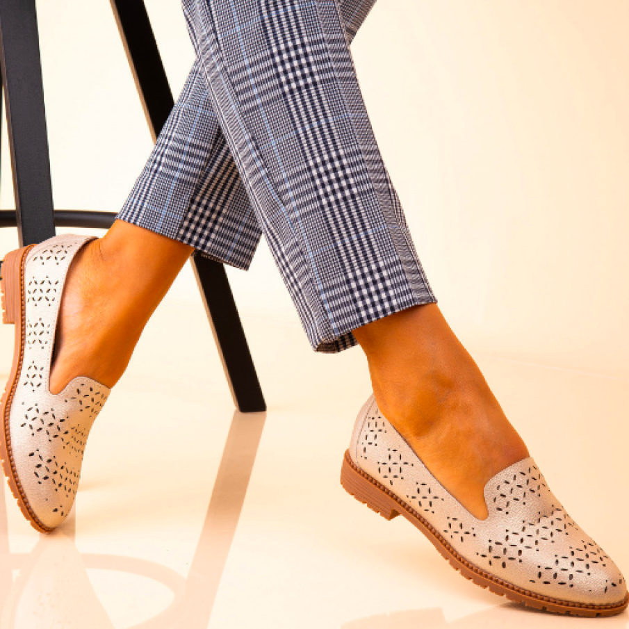 Mocasini damă Piele Naturală Roz Auriu 