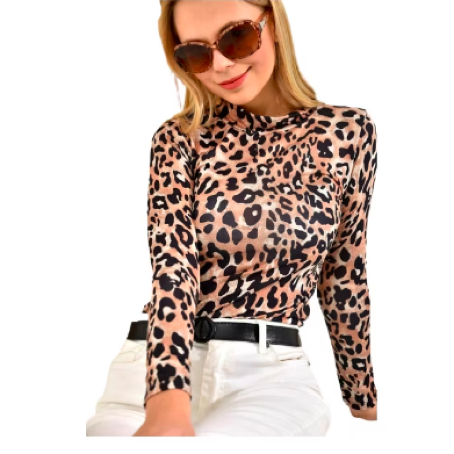 Maletă, crem, model cu imprimeu animal print