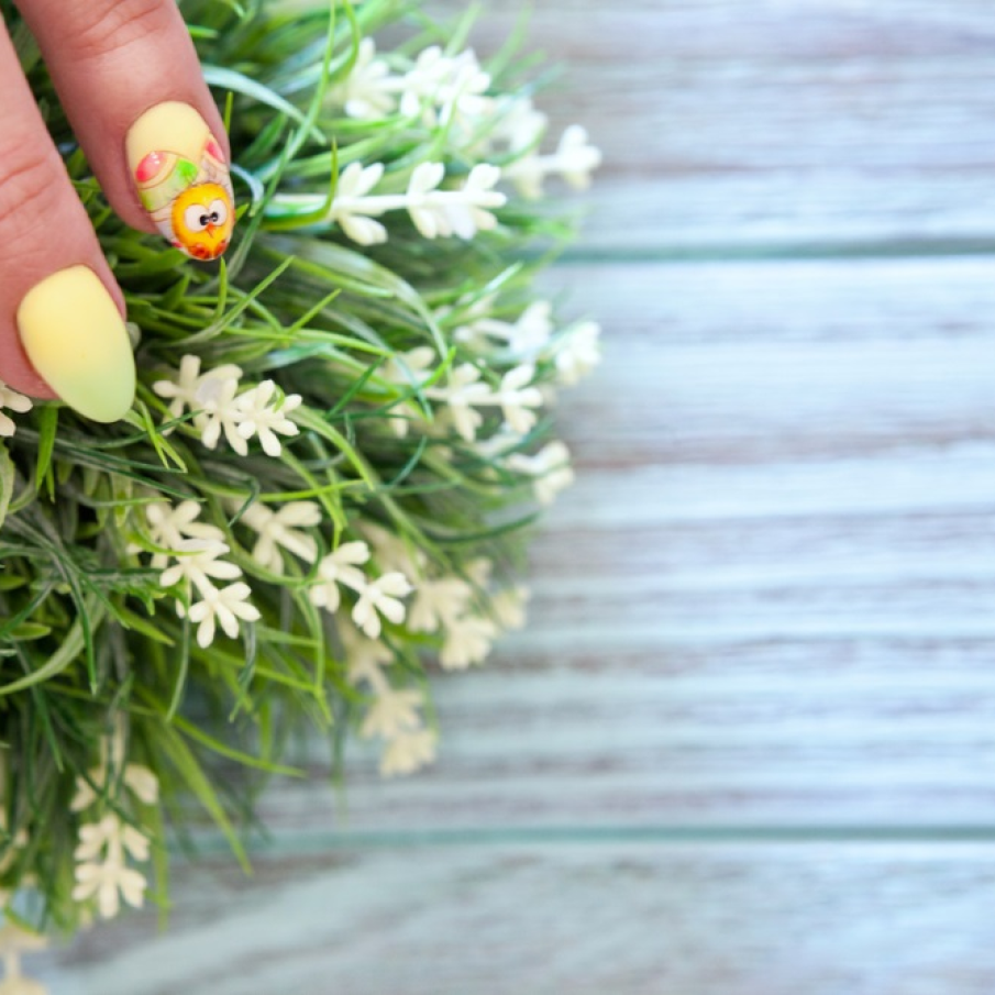 Manichiura de primavara - vara: un puiut dragut rasarit pe unghiute