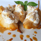 Pere pe grill cu ricotta si ghimbir confiat 