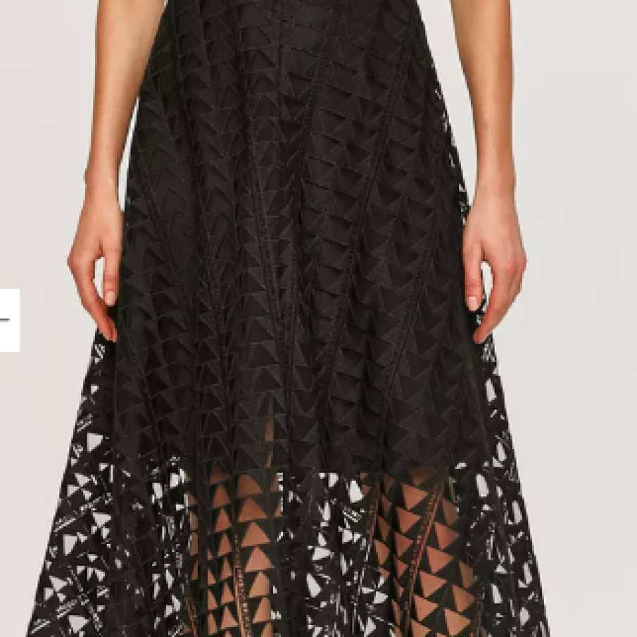 Karl Lagerfeld - Fustă midi dantelată, model geometric, neagră