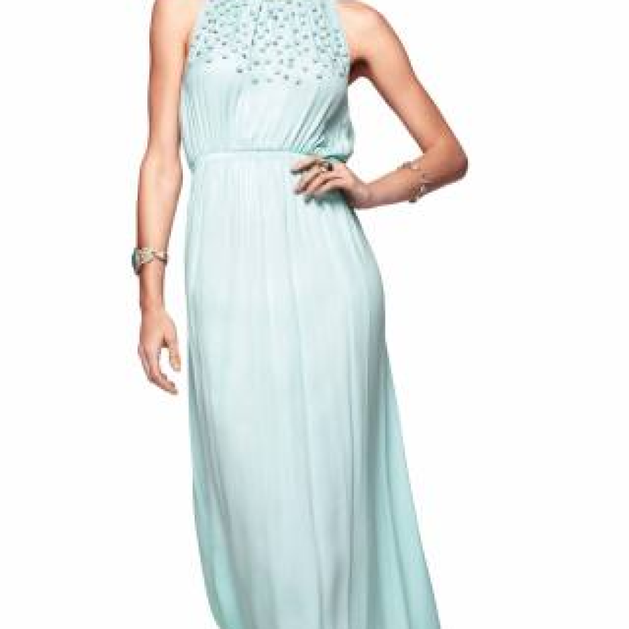 Maxi dress cu bijuterii aplicate