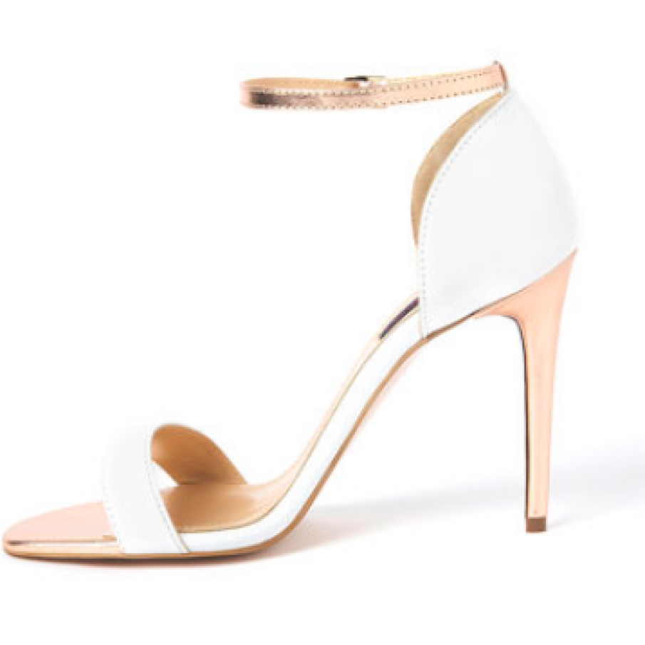 Traces of Heels - Sandale albe de piele cu toc înalt