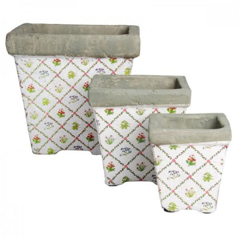 Set 3 ghivece shabby chic Botanicae 