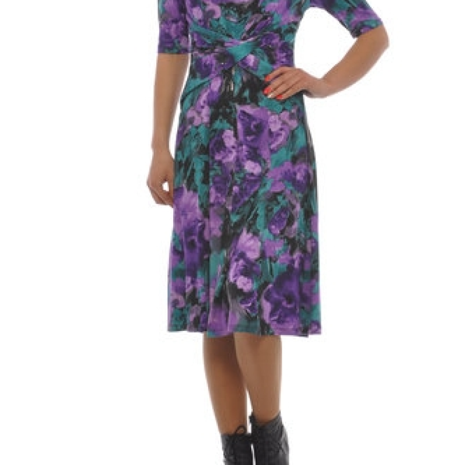 Rochie cu imprimeu verde-mov