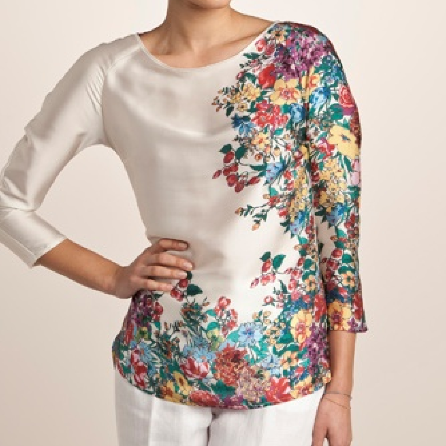 Bluza din satin cu imprimeu floral