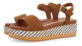 Sandale Gioseppo de piele ecologică, cu bretele în nuanță de maro scorțișoară și talpă alb negru