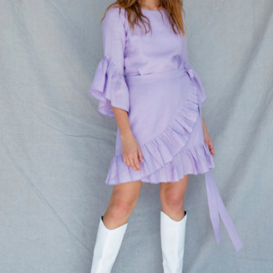 Rochie mini de in organic cu volane Rebirth