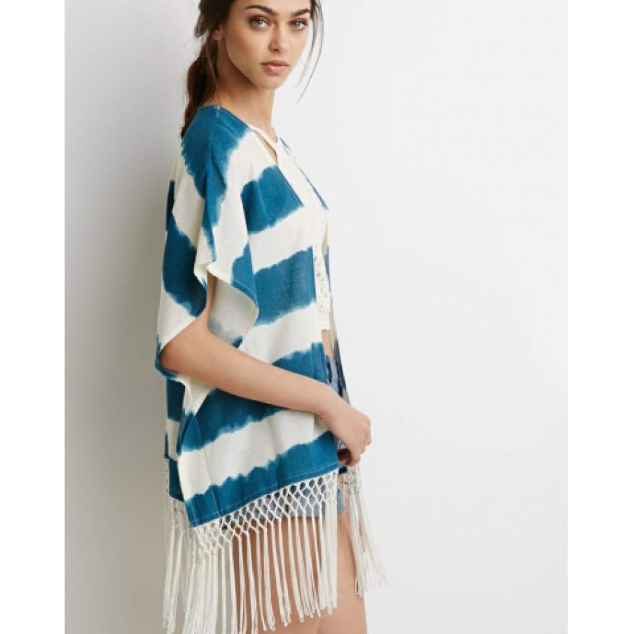 Fringed Stripe Poncho