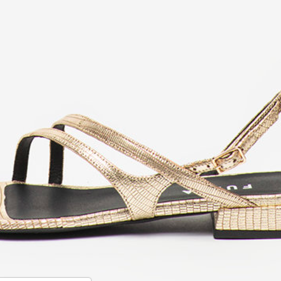 Sandale aurii cu talpă joasă aspect metalizat Furla