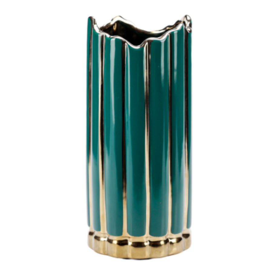 Vază decorativă Ella Home, Spark Green, fabricată din ceramică, culoare verde, H 27 cm