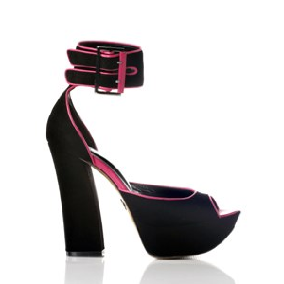 Sandale 60's negre + un strop de roz