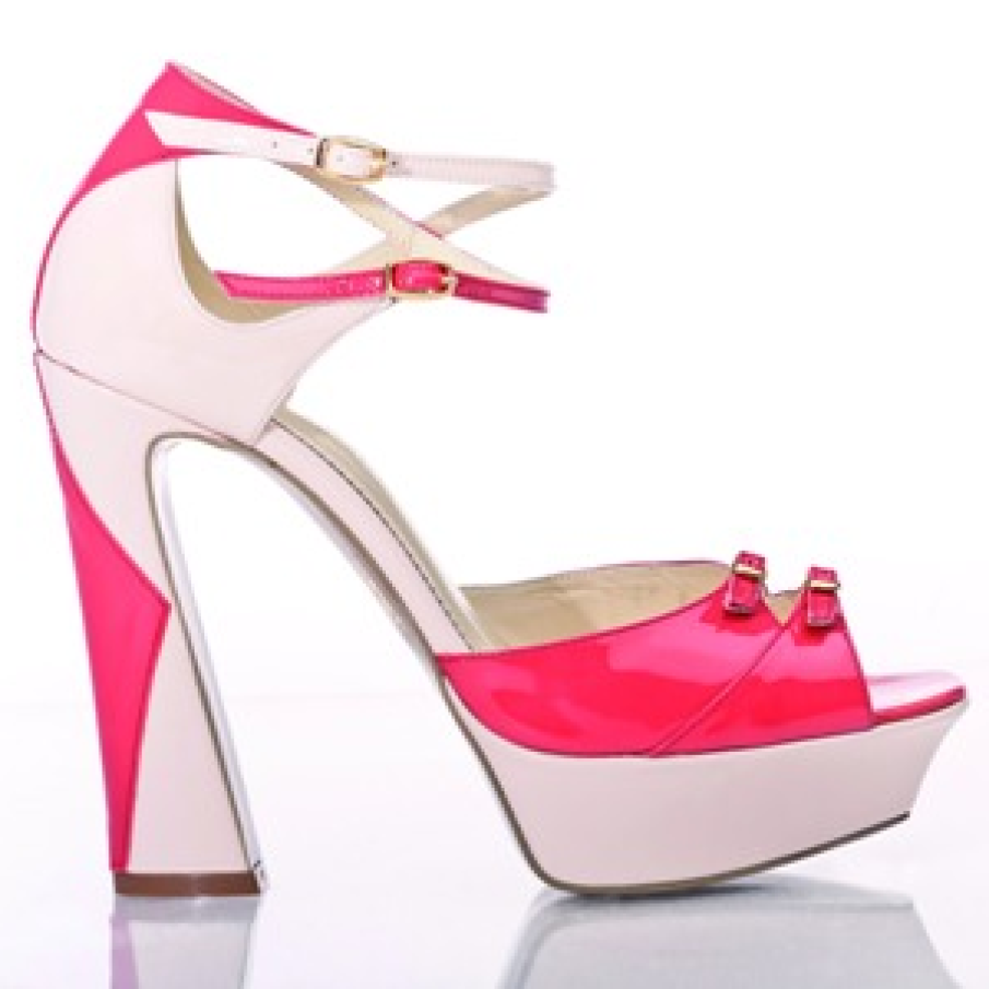 Sandale 60's roz si alb