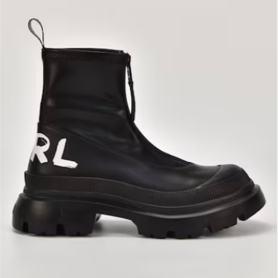 Karl Lagerfeld Ghete cu imprimeu logo și inserții de piele