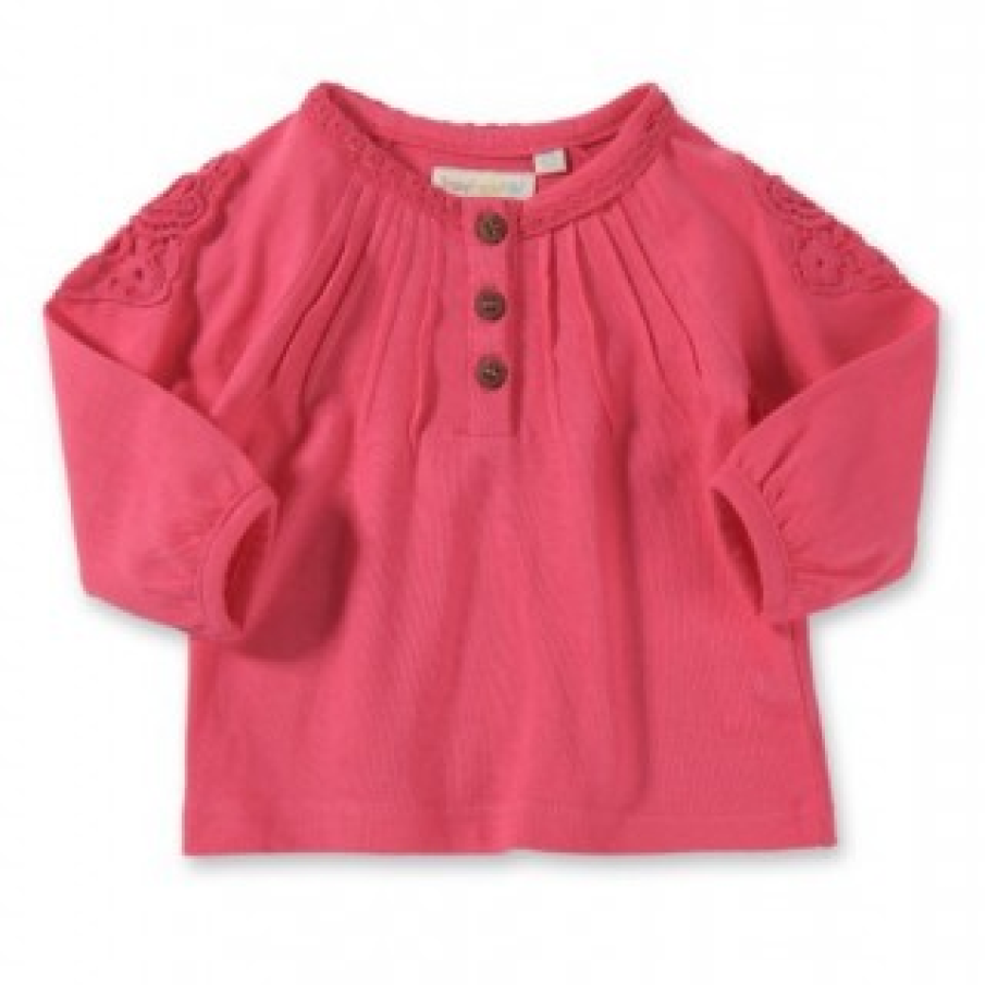 Bluza roz pentru fetite, din bumbac si dantela