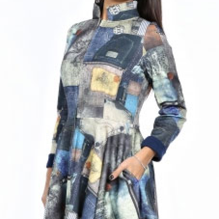 Trenci multicolor cu buzunare laterale, Roh 