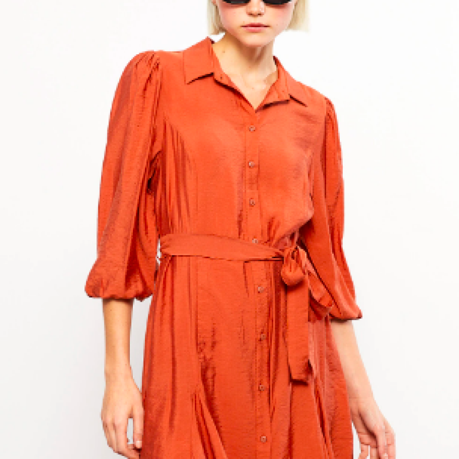 LC WAIKIKI, Rochie mini cu mâneci bufante, Portocaliu