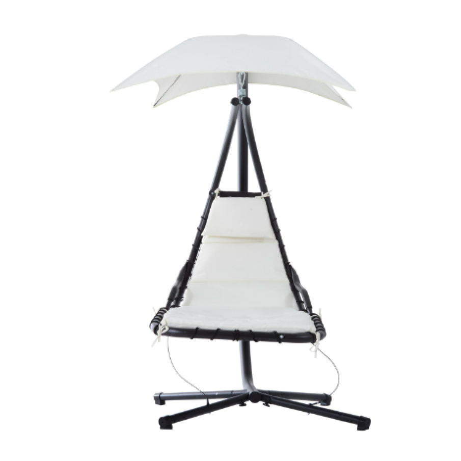 Balansoar suspendat pentru grădina, Outsunny, Oțel/Poliester, Capacitate 100 kg, 190 x 115 x 190 cm, Crem/Negru