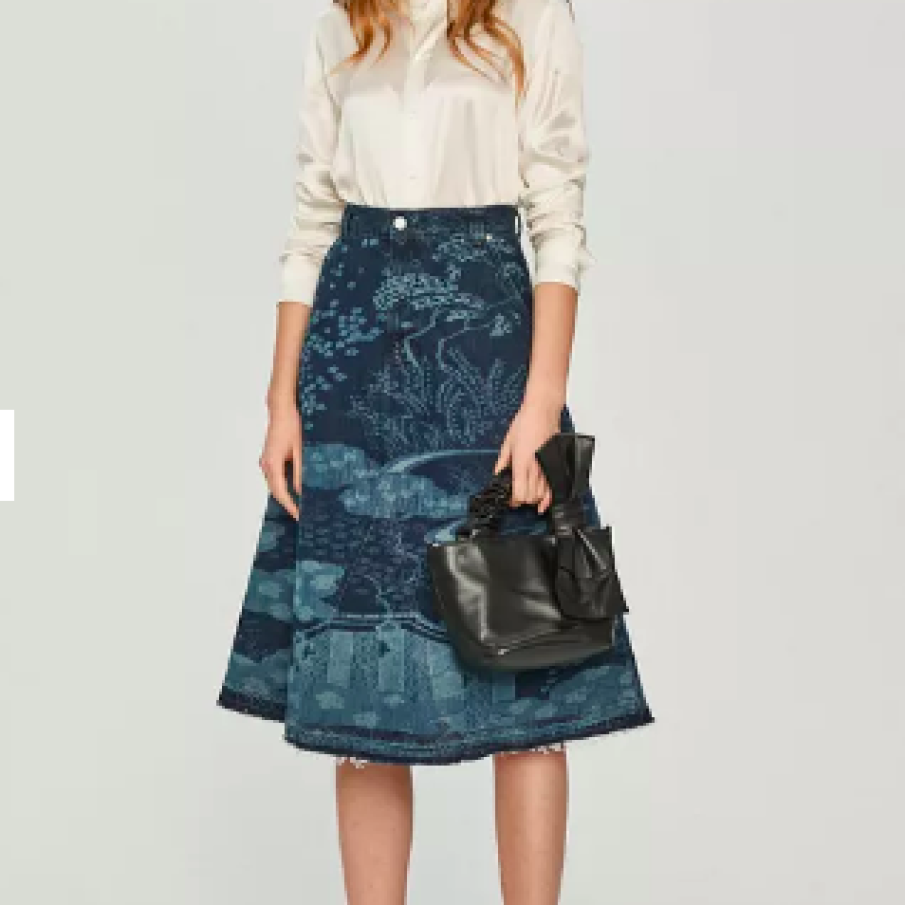 Red Valentino - Fustă midi din țesătură ornamentată, cu buzunare conice