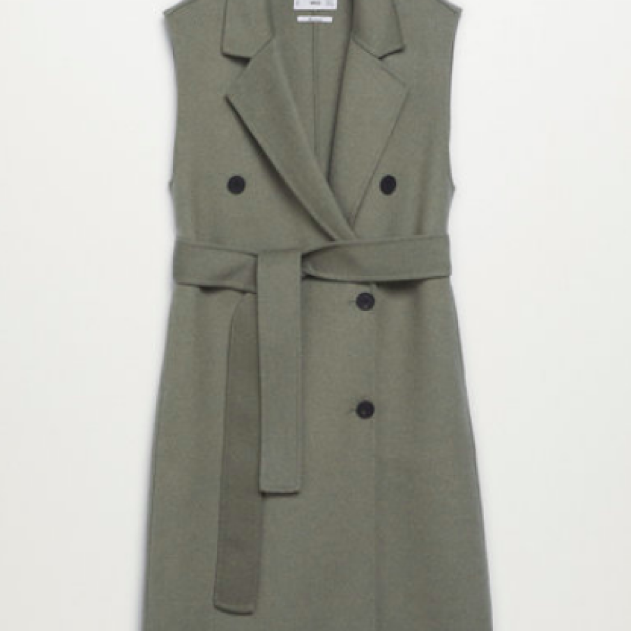 Palton vestă fără mâneci, cu cordon, Mango