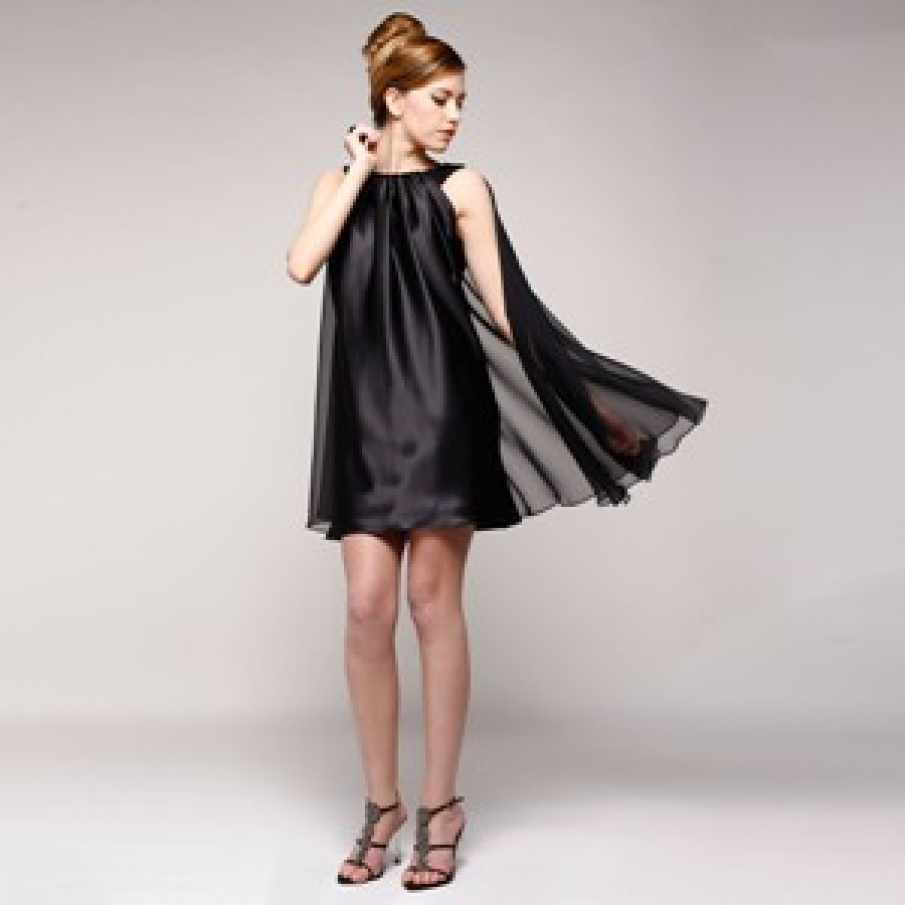 Rochie mini de cocktail, cu croi pe biais