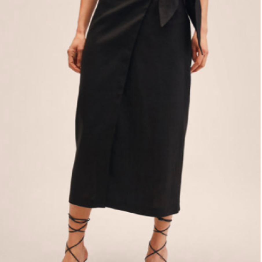 Mango Fustă-pareo de in cu model petrecut