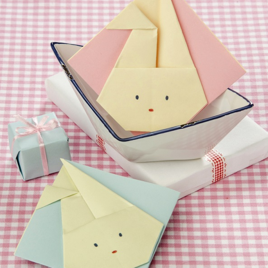 Felicitari pentru copii in forma de iepurasi origami 