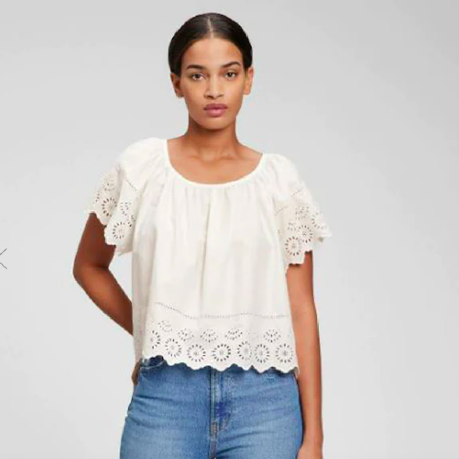 GAP Bluză din dantelă croșetată cu mâneci scurte