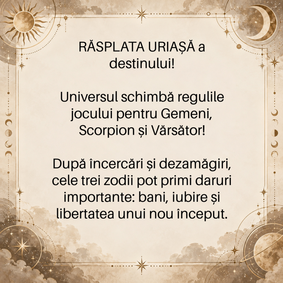 Universul schimbă regulile jocului! 3 zodii primesc o RĂSPLATĂ URIAȘĂ după o perioadă de chin