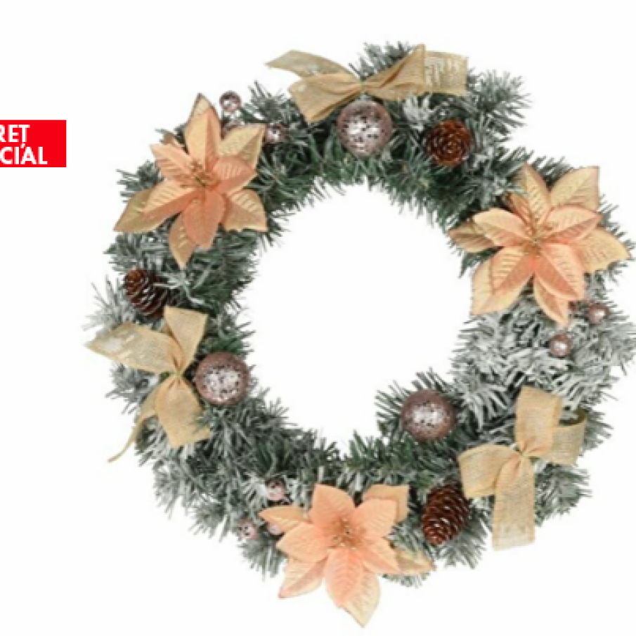 Coroană Crăciun Koopman, plastic, 38 x 11 x 38 cm, Verde