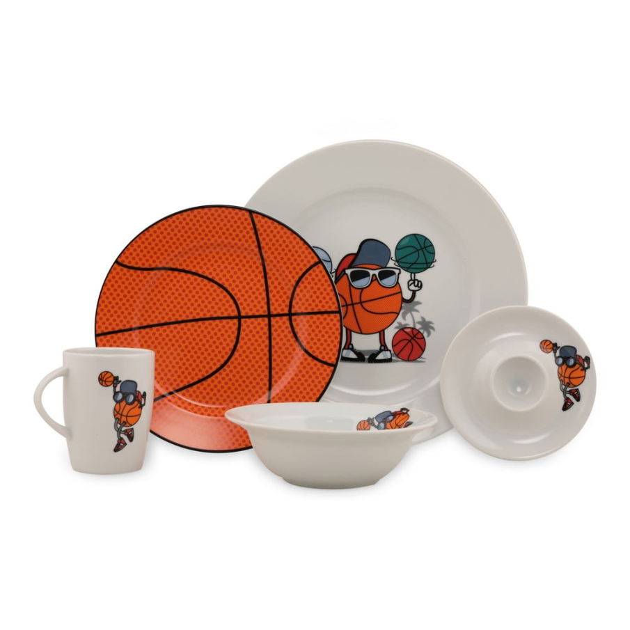 Set veselă pentru copii Kütahya Porselen Basketball alcătuit din 5 piese și confecționat din porțelan